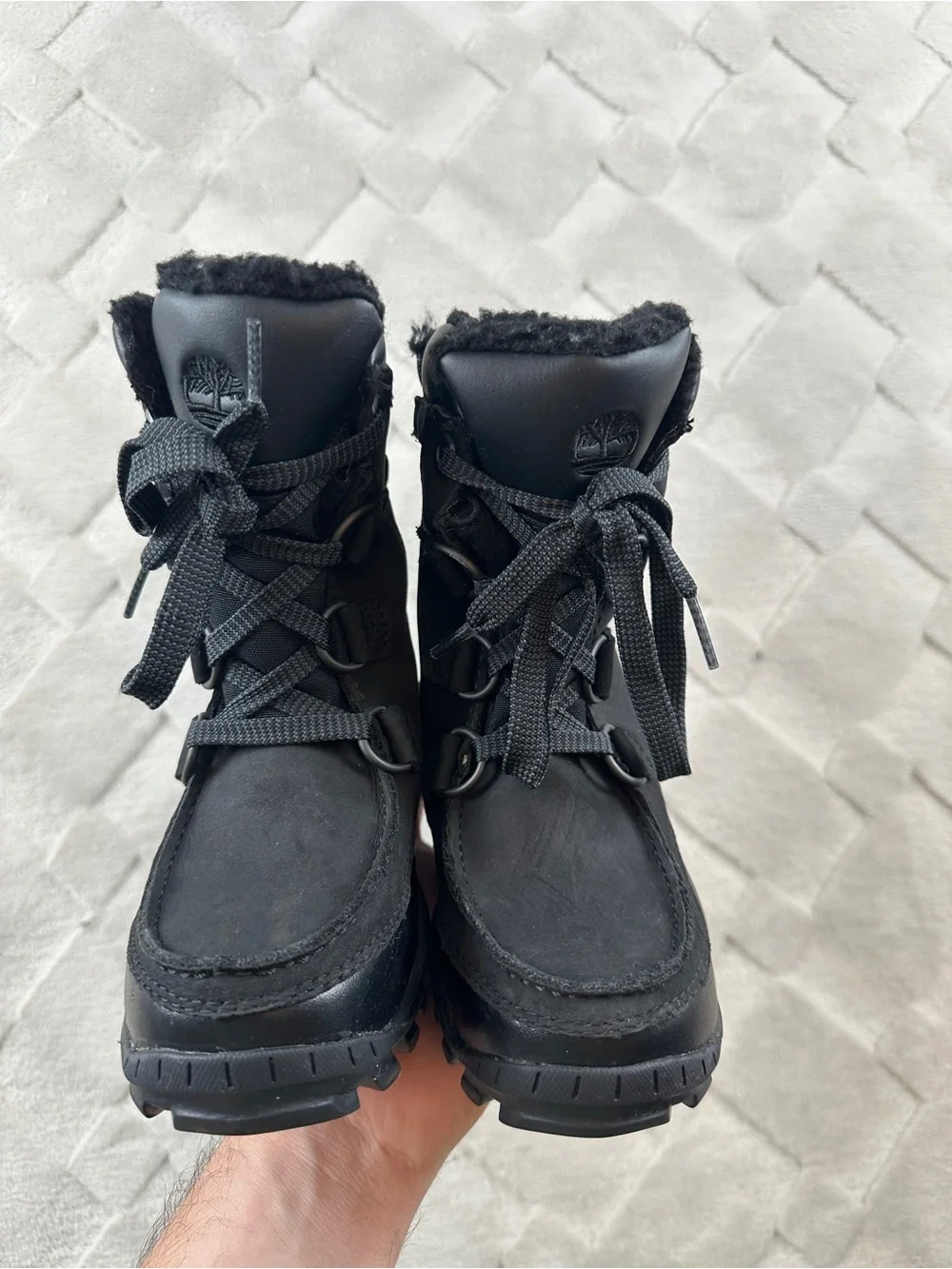 Timberland Chillberg Waterproof Boots Youth 12.5 Black Fur Lined